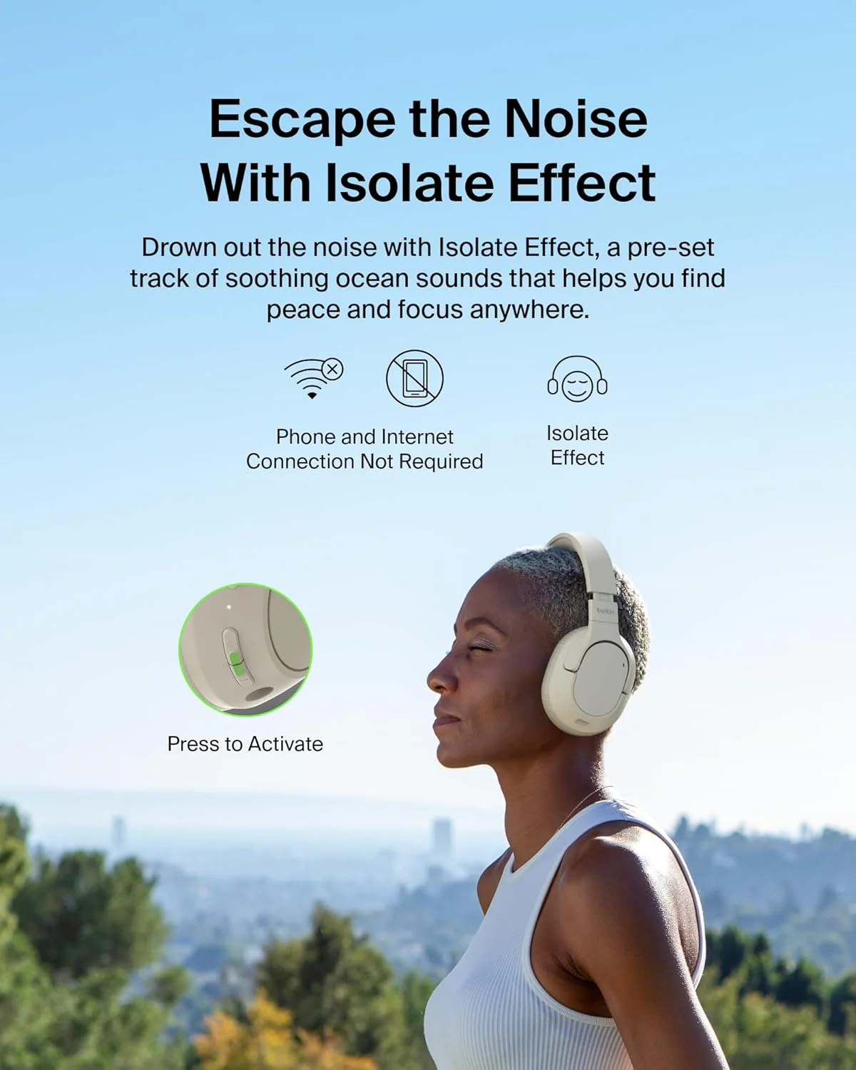 Belkin Soundform Isolate Noise Cancelling Headphones - Sand - Image 7