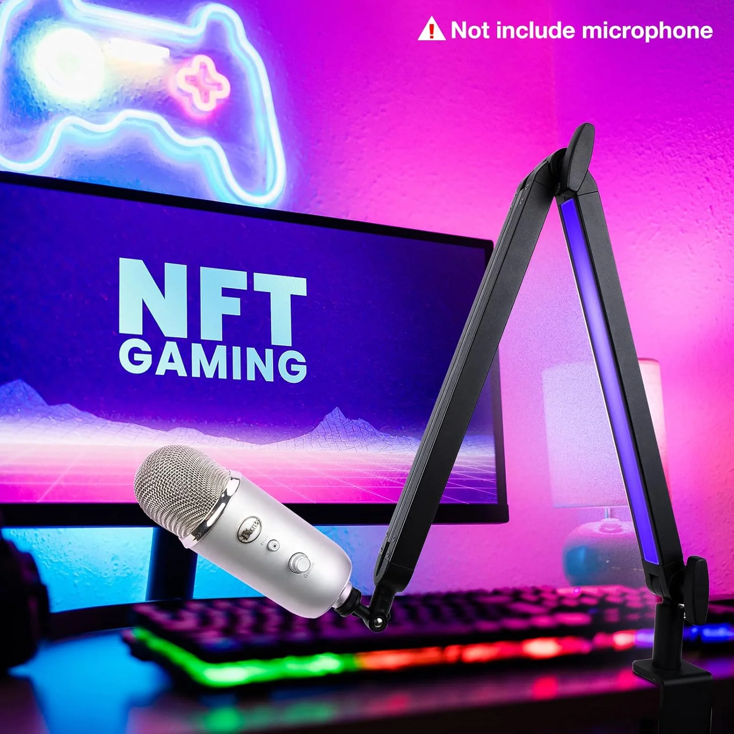 Boom Arm with RGB Light - Mic Arm for HyperX QuadCast - Image 3