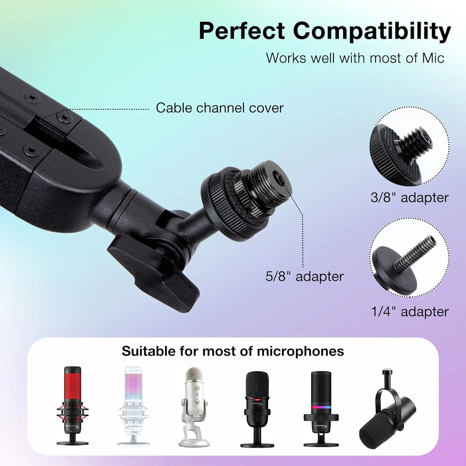 Boom Arm with RGB Light - Mic Arm for HyperX QuadCast - Image 5
