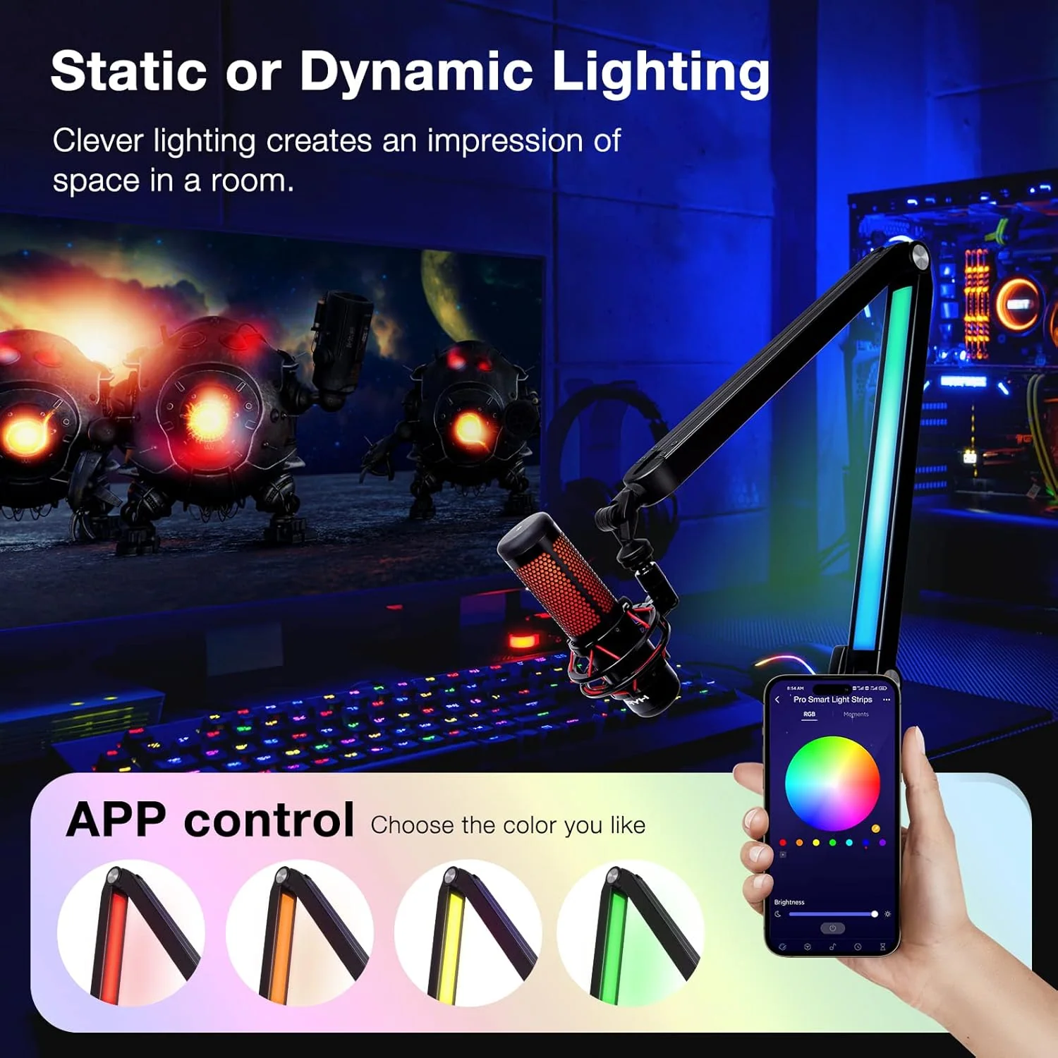 Boom Arm with RGB Light - Mic Arm for HyperX QuadCast - Image 6