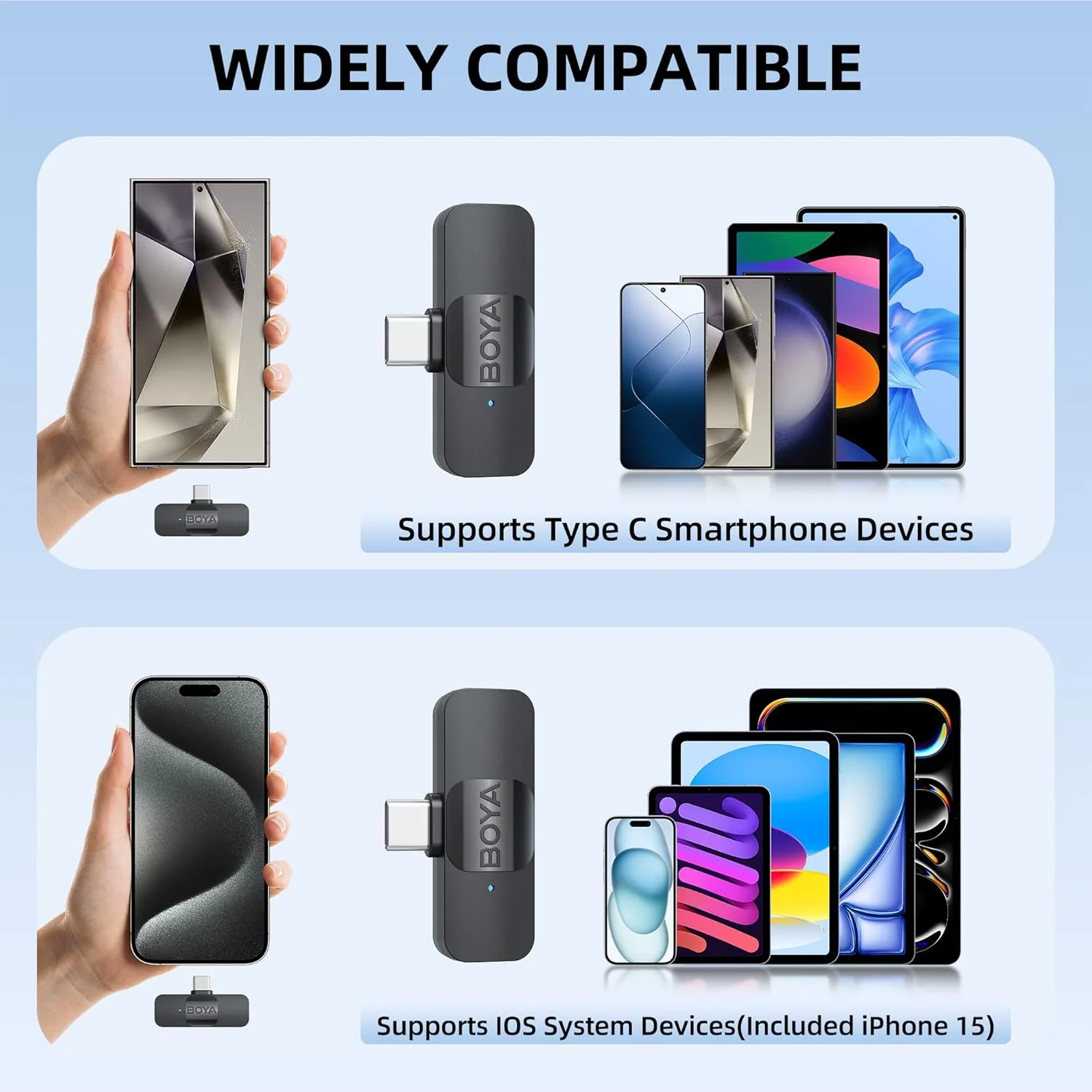 BOYA V20 USB-C Wireless Microphone,Mini Lapel Mic with NoiseCancelling Compatibale with Android/Type-C - Image 2