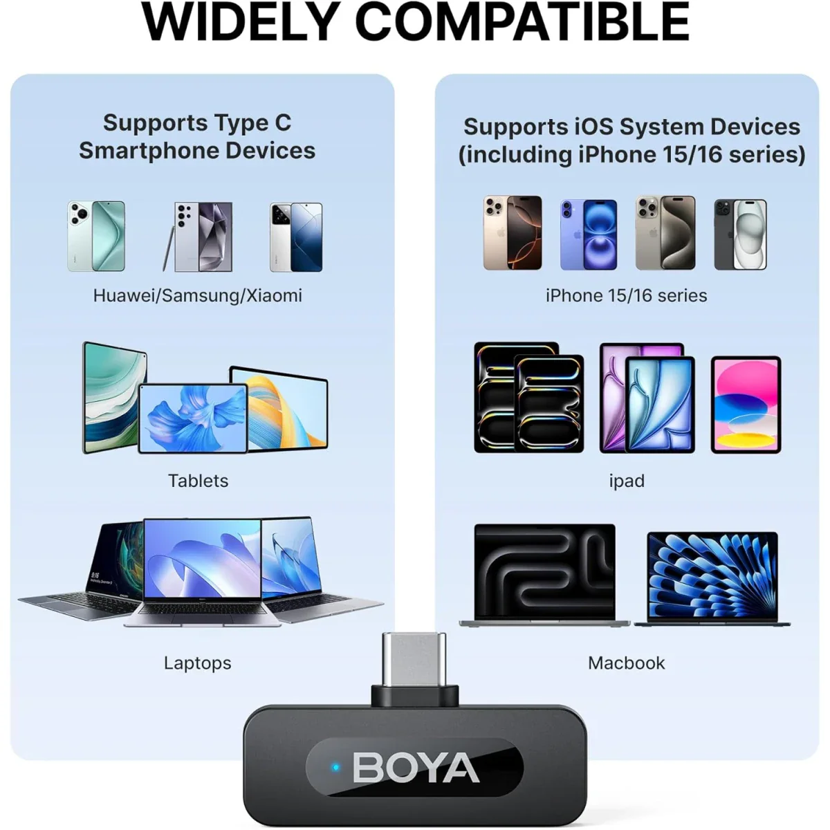 BOYA V30 Wireless Lavalier Microphone for iPhone/Android/PC/Laptop with USB-C Port - Image 2