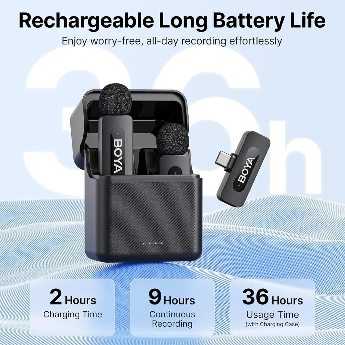 BOYA V30 Wireless Lavalier Microphone for iPhone/Android/PC/Laptop with USB-C Port - Image 4