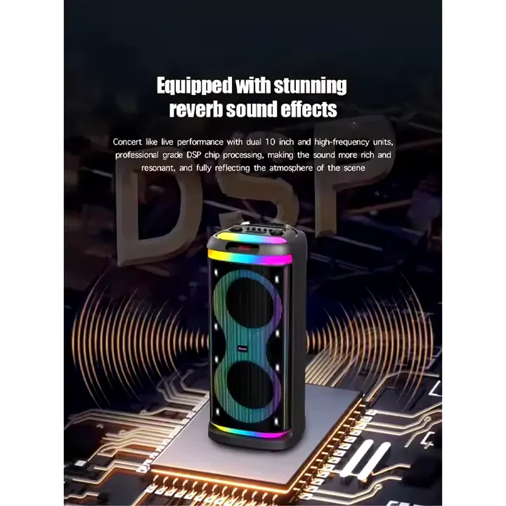 Brodu BTS-2100 100WX2 stereo system sound Dual 10 inch Woofer Outdoor DJ Party Speaker 2xWL Full - Image 4