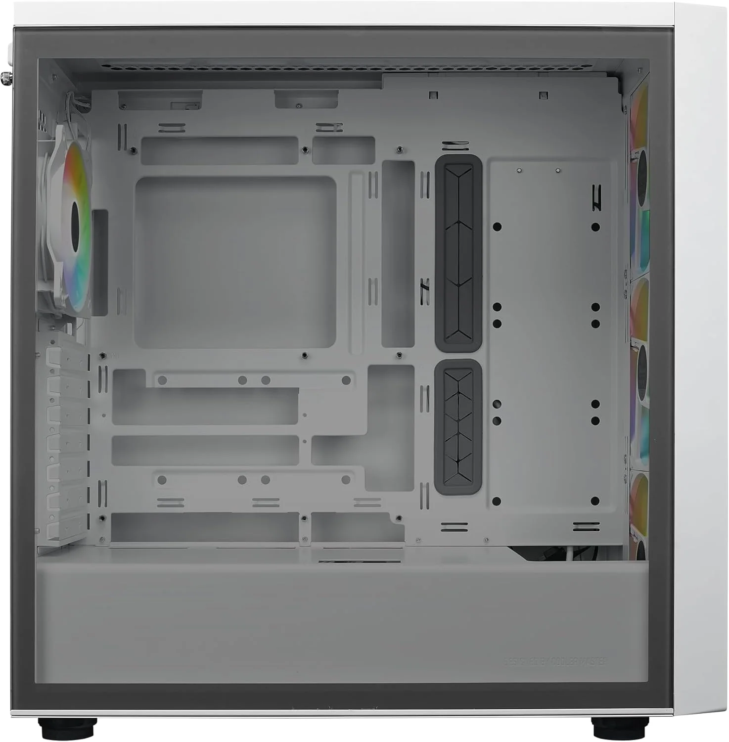 Cooler Master MASTERBOX 600 ATX ARGB Mid Tower Tempered Glass Gaming Case, Front Performance MESH Panel w/ 4 ARGB Fans -White - Image 3
