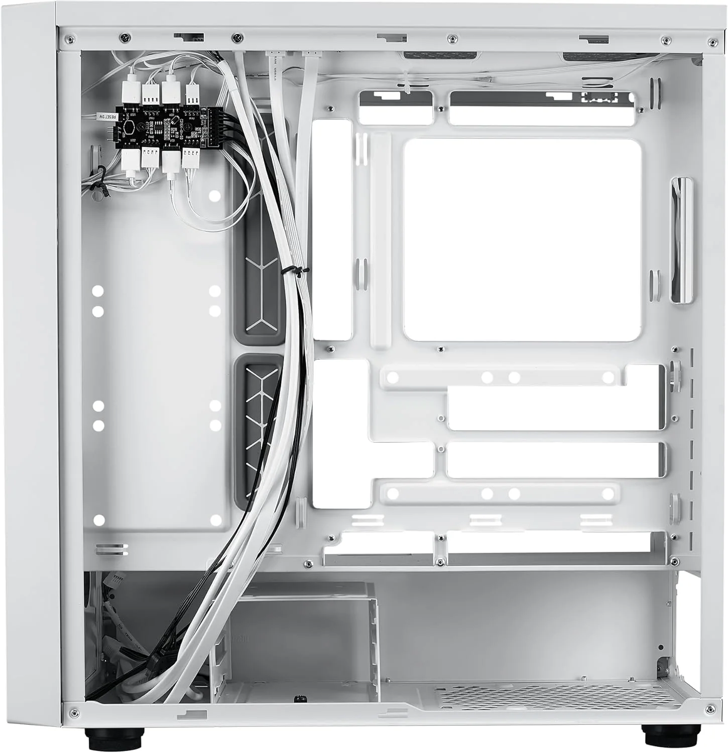 Cooler Master MASTERBOX 600 ATX ARGB Mid Tower Tempered Glass Gaming Case, Front Performance MESH Panel w/ 4 ARGB Fans -White - Image 4