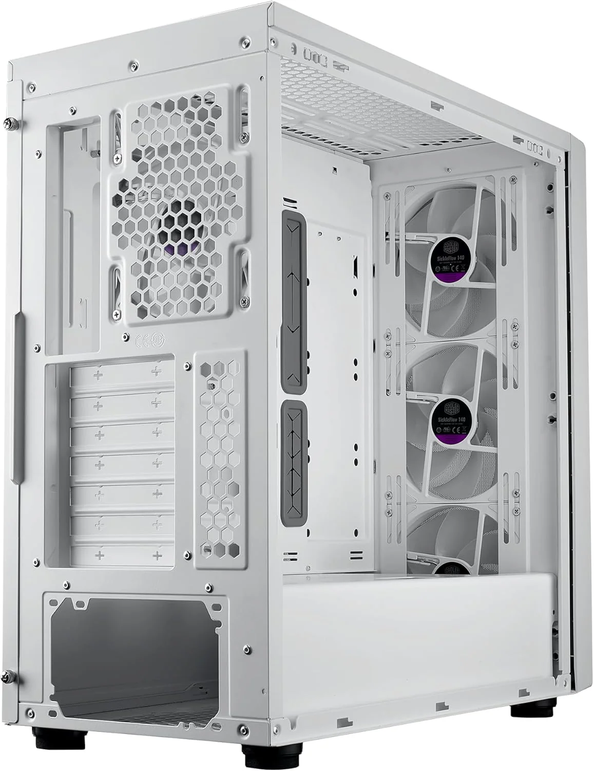 Cooler Master MASTERBOX 600 ATX ARGB Mid Tower Tempered Glass Gaming Case, Front Performance MESH Panel w/ 4 ARGB Fans -White - Image 6