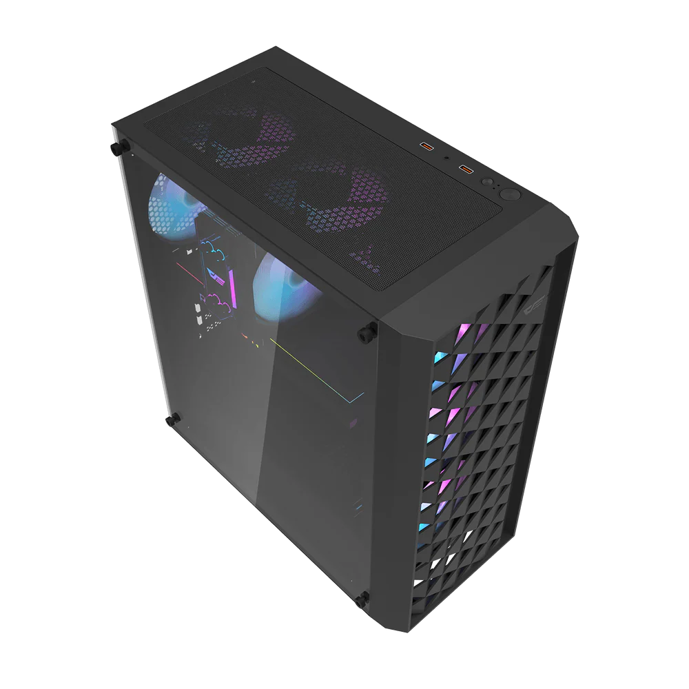 Darkflash DK351 ATX with 4 FANS PC Case - Black - Image 6