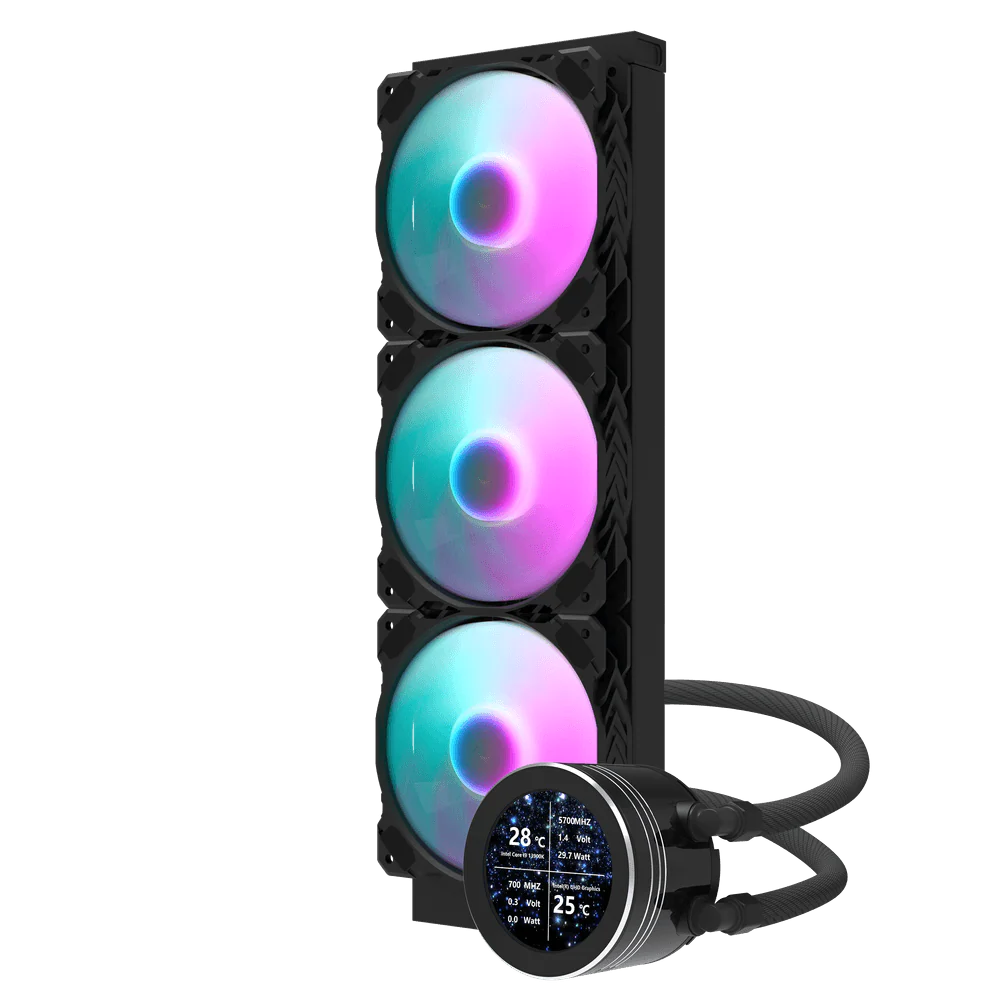 Darkflash DN360S 2.1" IPS Display Screen 3-Srage Motor Water Pump AIO 360mm RGB Liquid Cooler - Black - Image 2