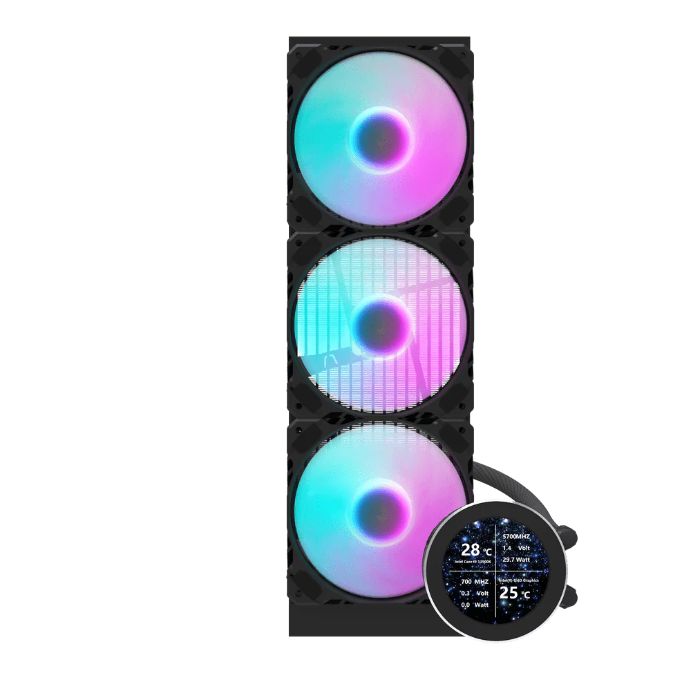 Darkflash DN360S 2.1" IPS Display Screen 3-Srage Motor Water Pump AIO 360mm RGB Liquid Cooler - Black - Image 3