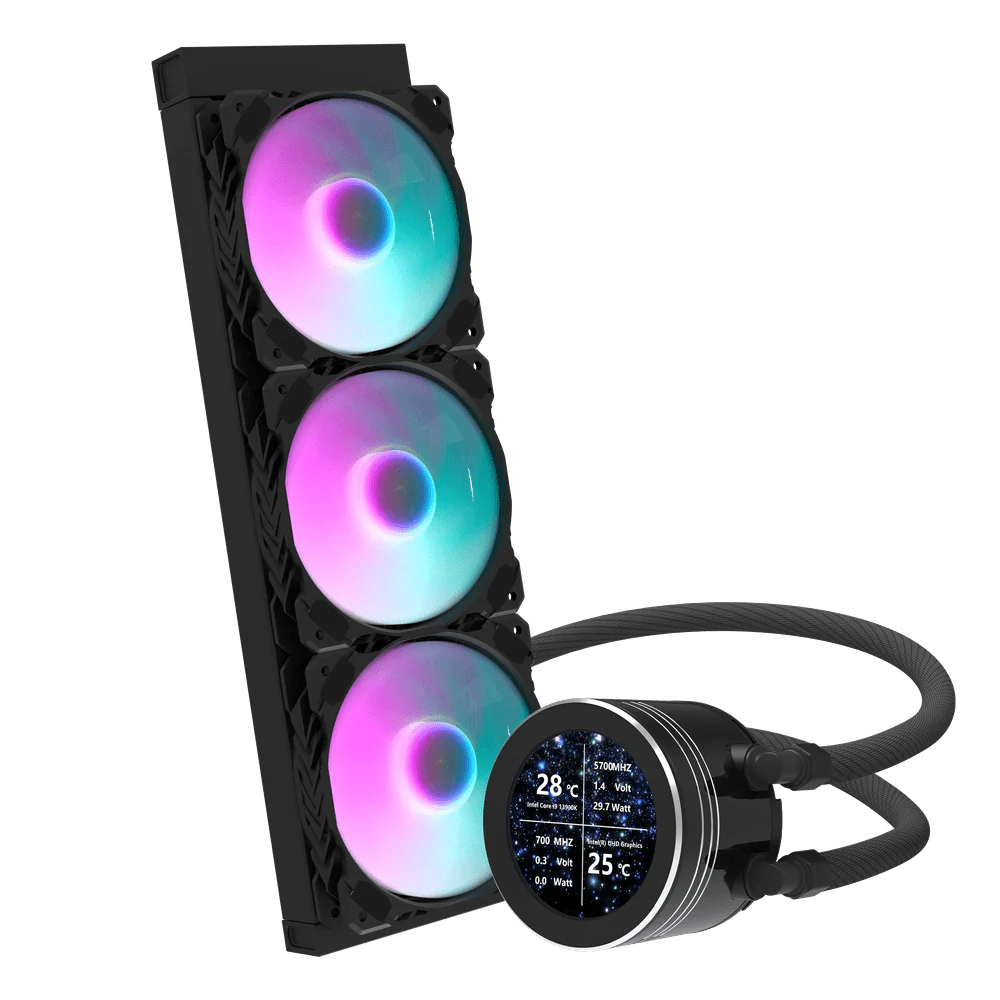 Darkflash DN360S 2.1" IPS Display Screen 3-Srage Motor Water Pump AIO 360mm RGB Liquid Cooler - Black - Image 4