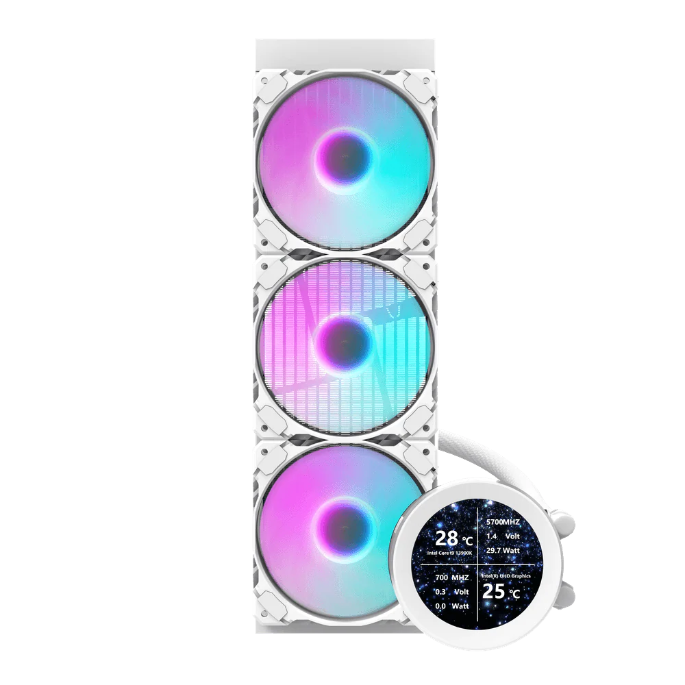 Darkflash DN360S 2.1" IPS Display Screen 3-Srage Motor Water Pump AIO 360mm RGB Liquid Cooler - White - Image 3