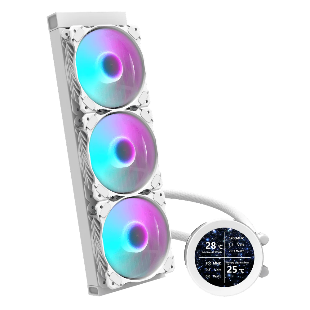Darkflash DN360S 2.1" IPS Display Screen 3-Srage Motor Water Pump AIO 360mm RGB Liquid Cooler - White - Image 5