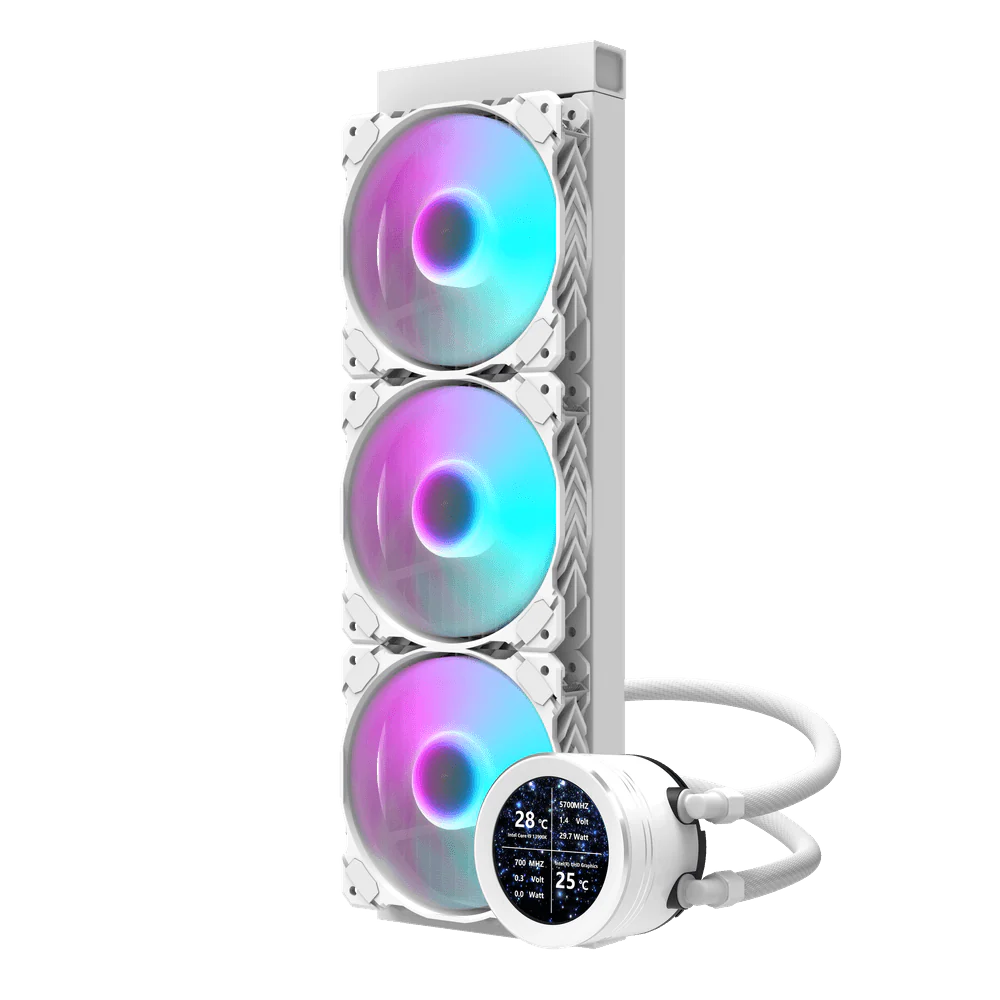 Darkflash DN360S 2.1" IPS Display Screen 3-Srage Motor Water Pump AIO 360mm RGB Liquid Cooler - White - Image 6