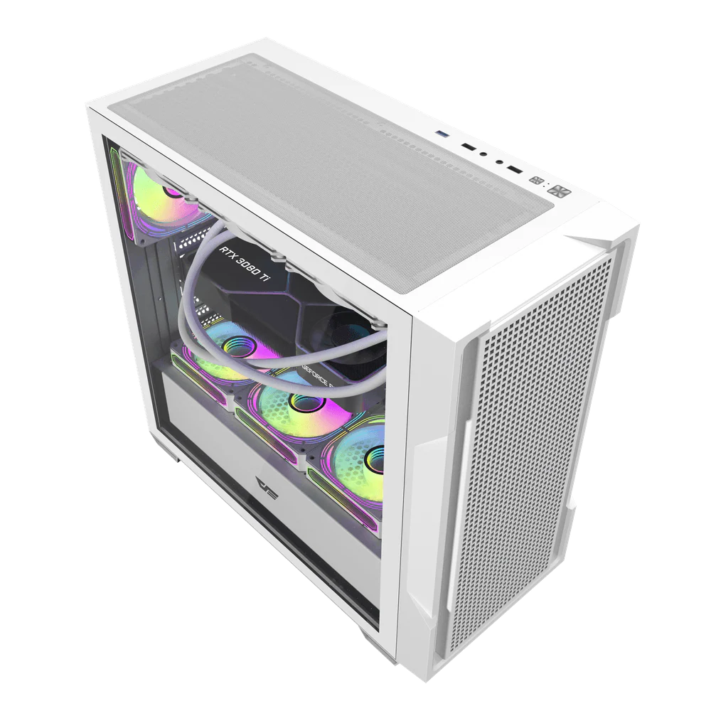DARKFLASH DS900 Mesh ATX PC Gaming Case / White - Image 2