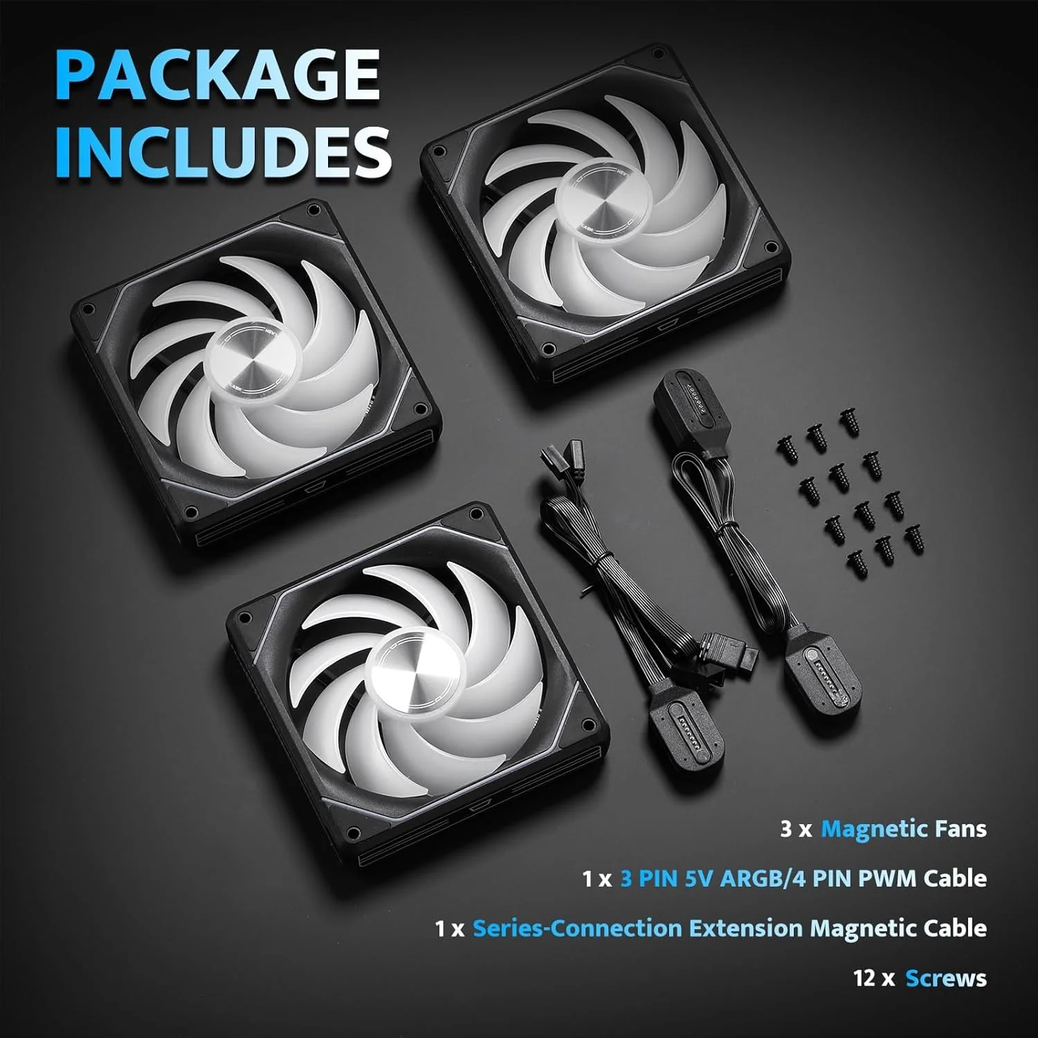 Darkflash Gauss G16 3in1 120mm Magnatic ARGB Case FAN - Black - Image 2