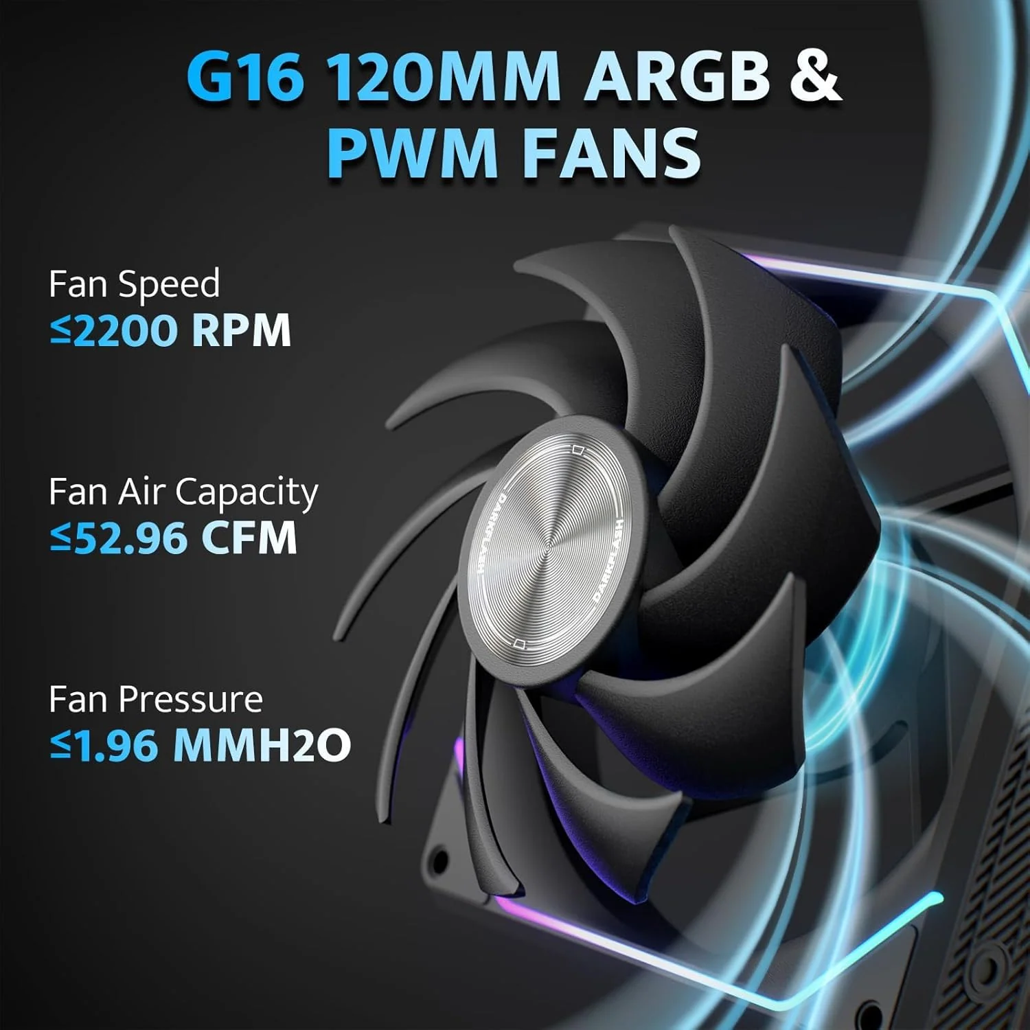Darkflash Gauss G16 3in1 120mm Magnatic ARGB Case FAN - Black - Image 5