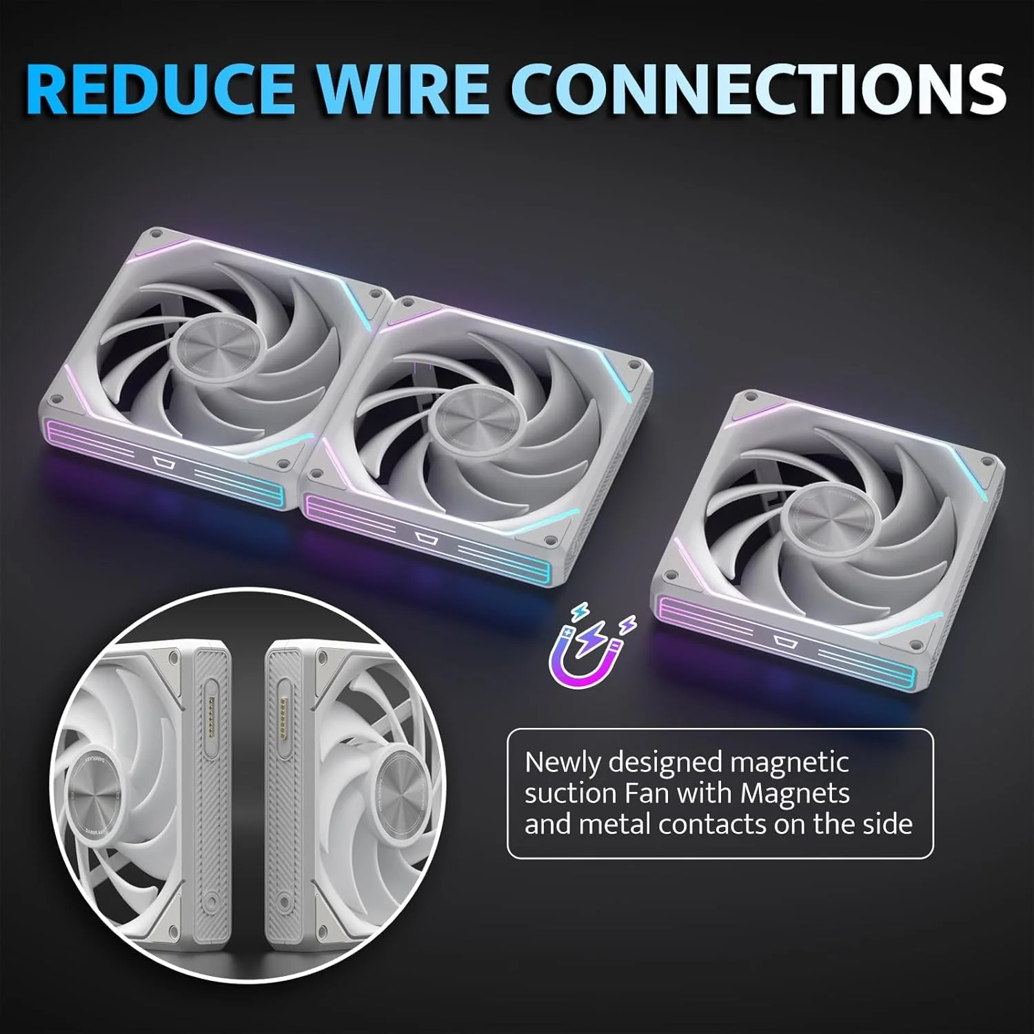 Darkflash Gauss G16 3in1 120mm Magnetic ARGB Case FAN - White - Image 3