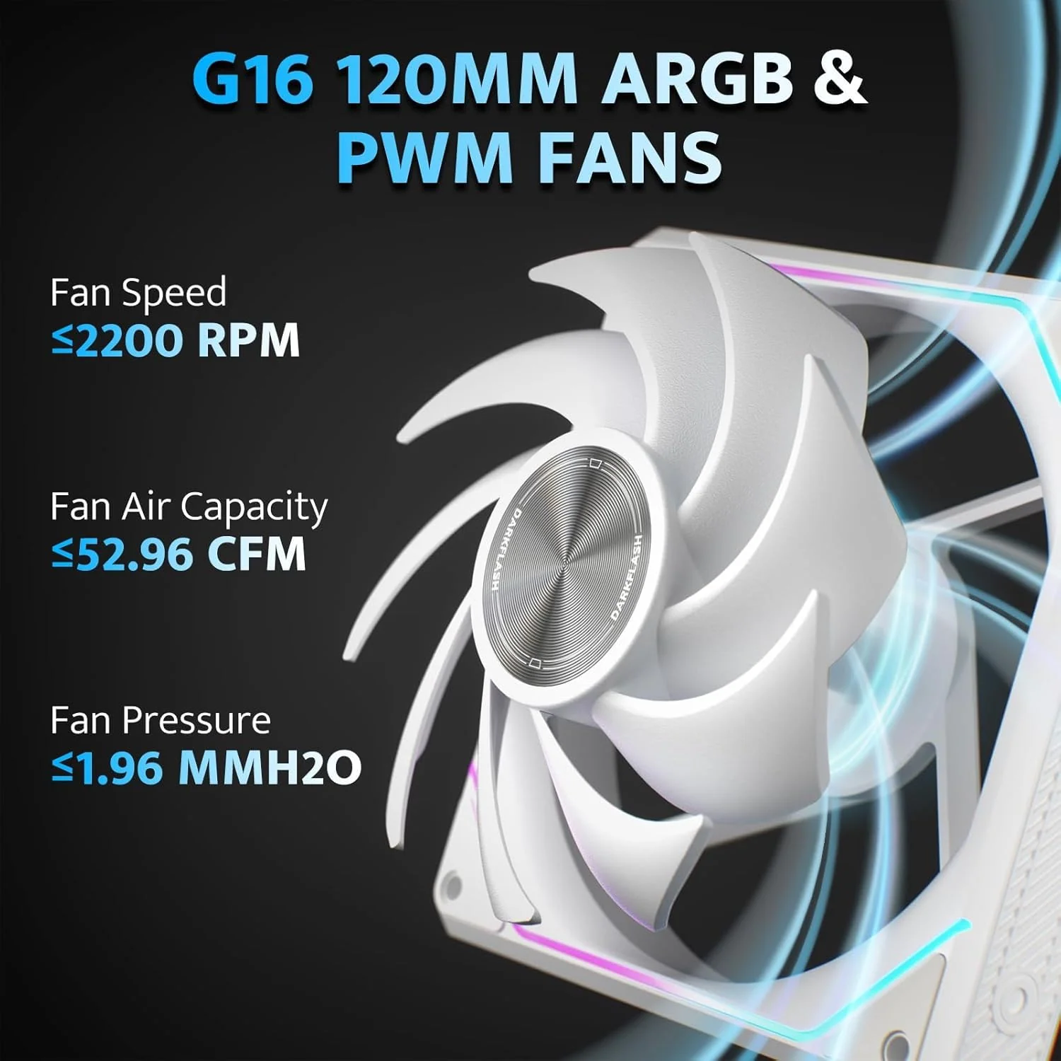Darkflash Gauss G16 3in1 120mm Magnetic ARGB Case FAN - White - Image 7