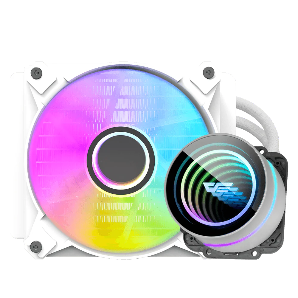 Darkflash Twister DX120 120mm AIO ARGB Liquid CPU Cooler - White - Image 2