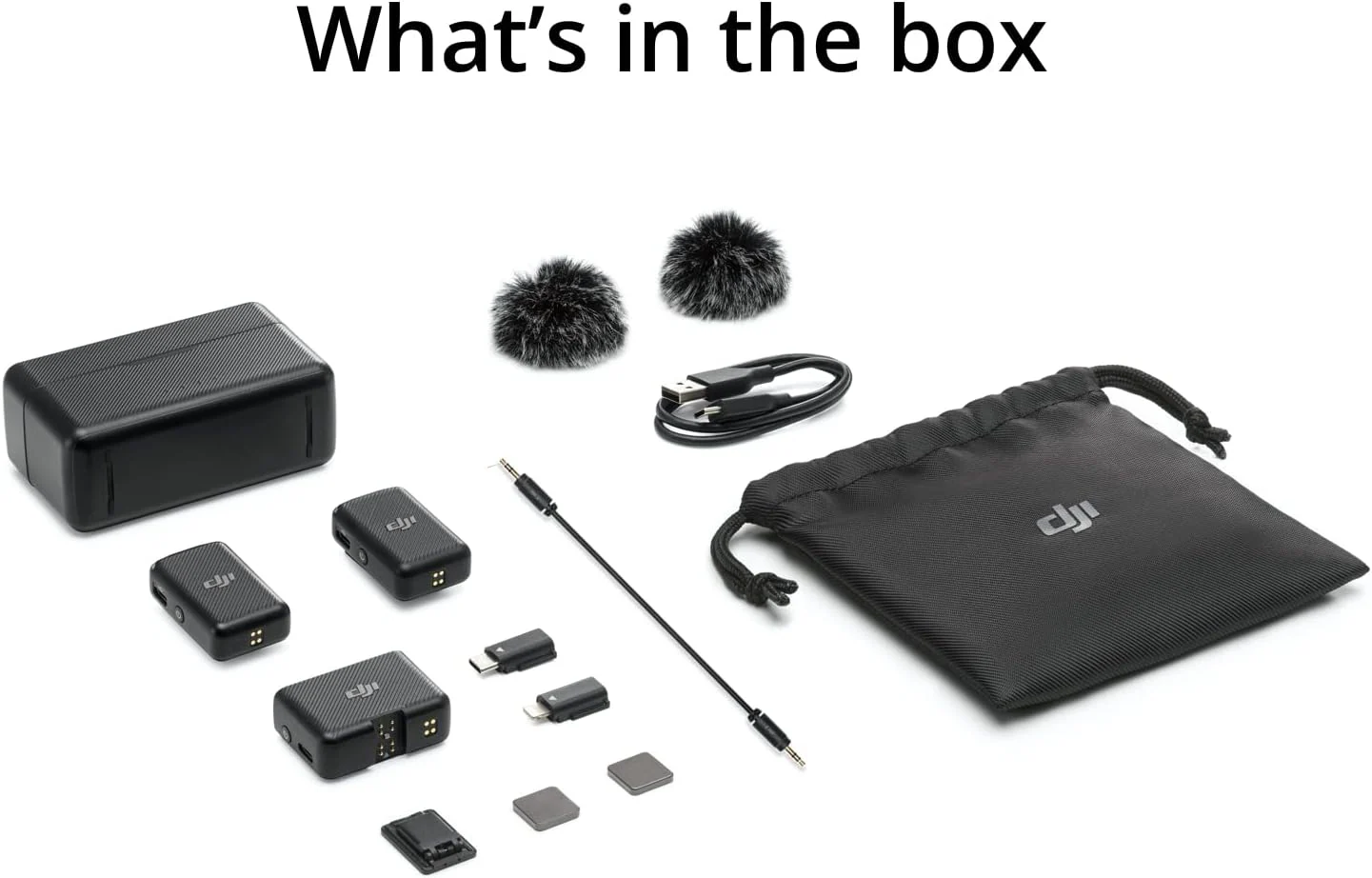 DJI Mic (2 TX + 1 RX + Charging Case), 250m (820 ft.) Range, 15-Hour Battery, Noise Cancellation Wireless Lavalier Microphone - Image 2
