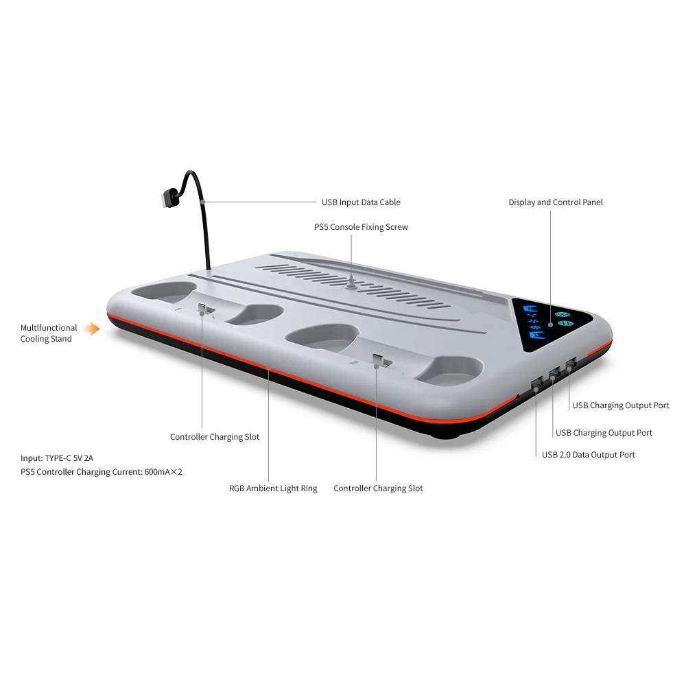 DOBE Multi function Cooling Chargin Dock For PS5 SLIM/PRO - Image 7