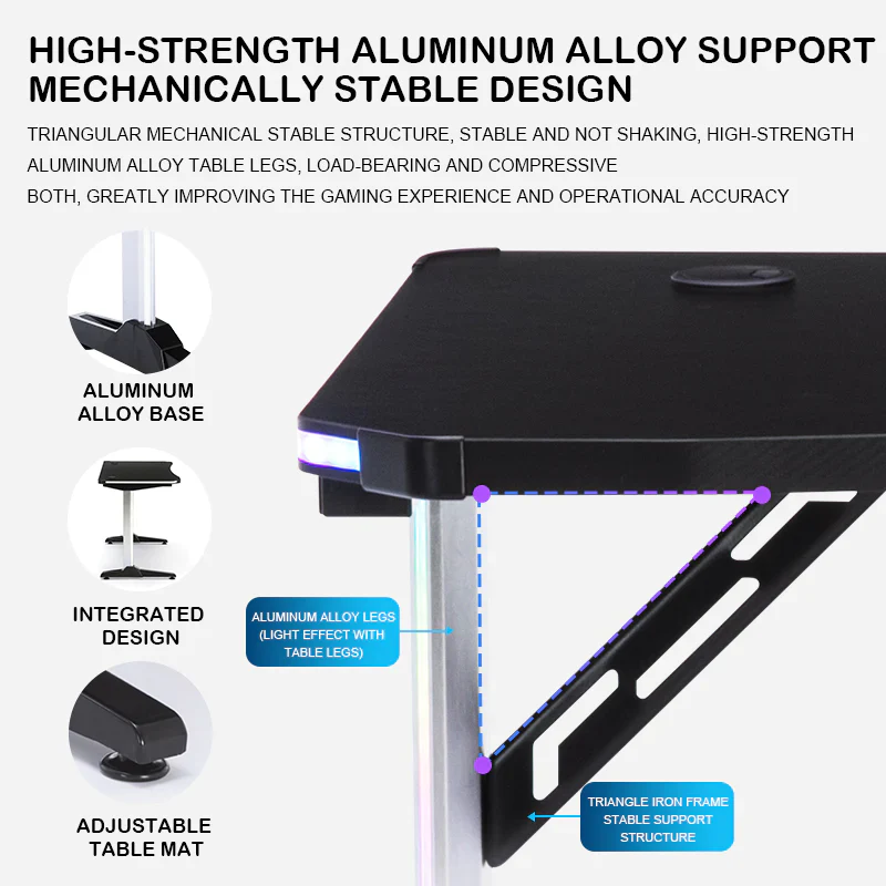 Dowinx Gamaing Desk A1 RGB - Black 110cm x 60cm x 75 - Image 3