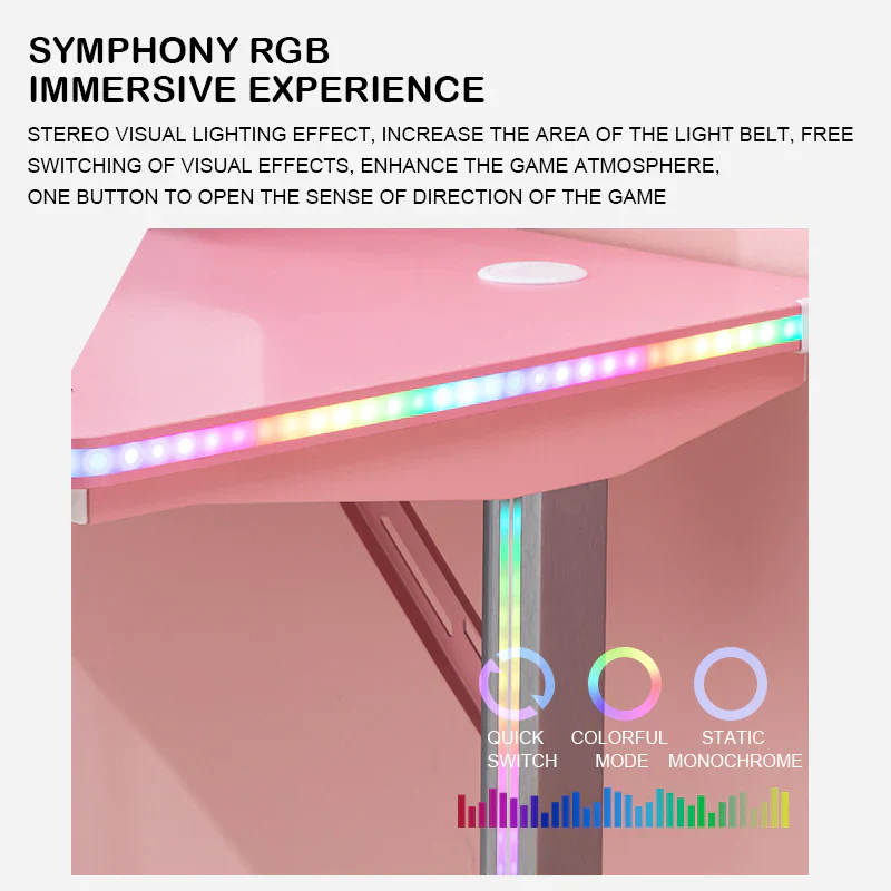 Dowinx Gamaing Desk A1 RGB - Pink 110cm x 60cm x 75 - Image 5