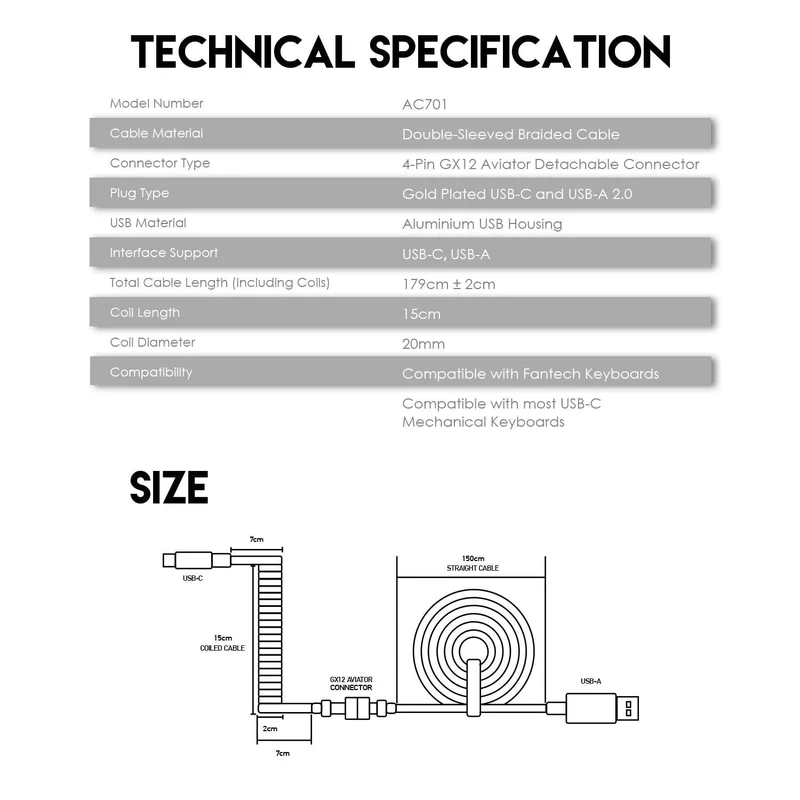 FANTECH AC701 COILED CABLE - Image 5
