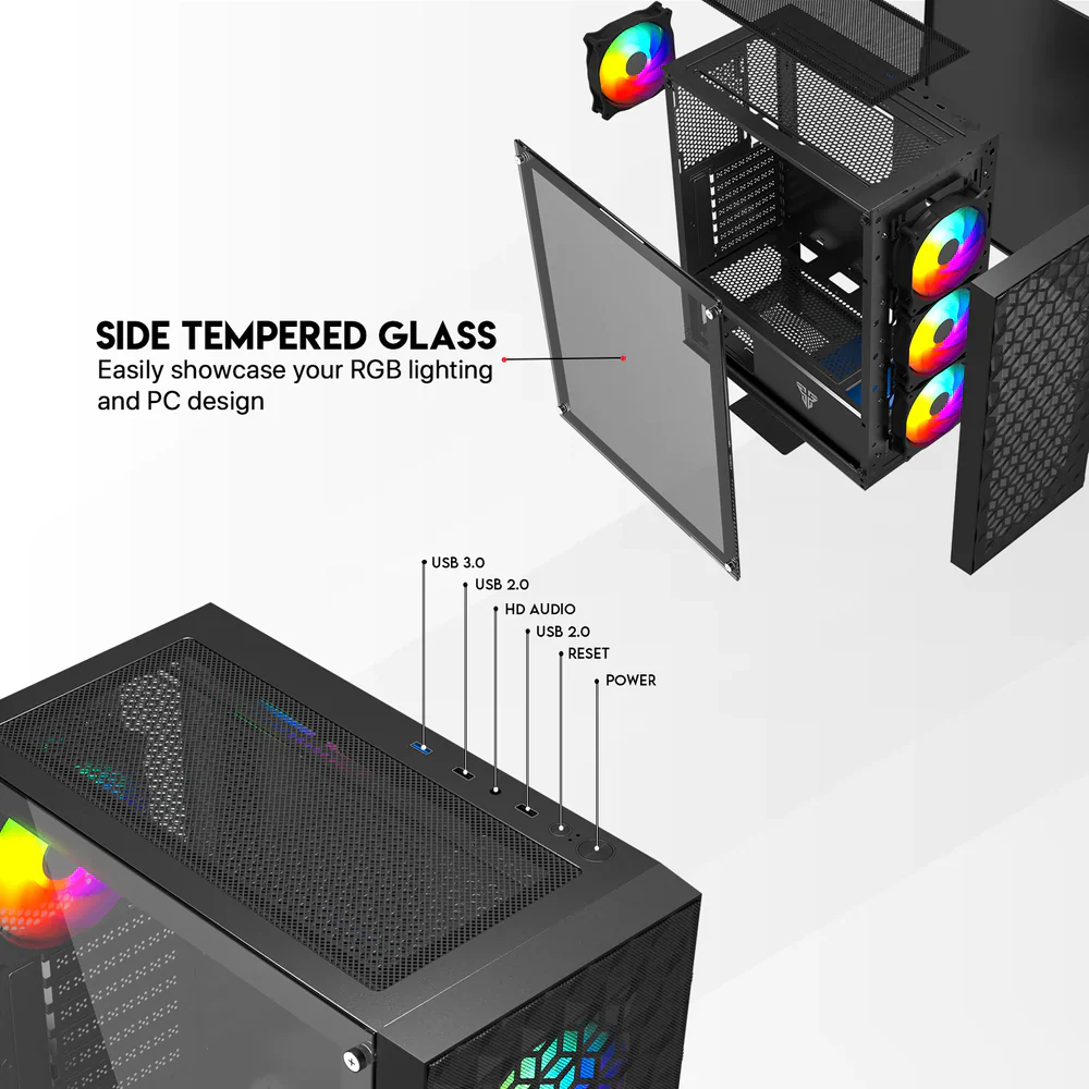 Fantech Aero 2 CG83 Middle Tower Black Gaming Case - Image 2