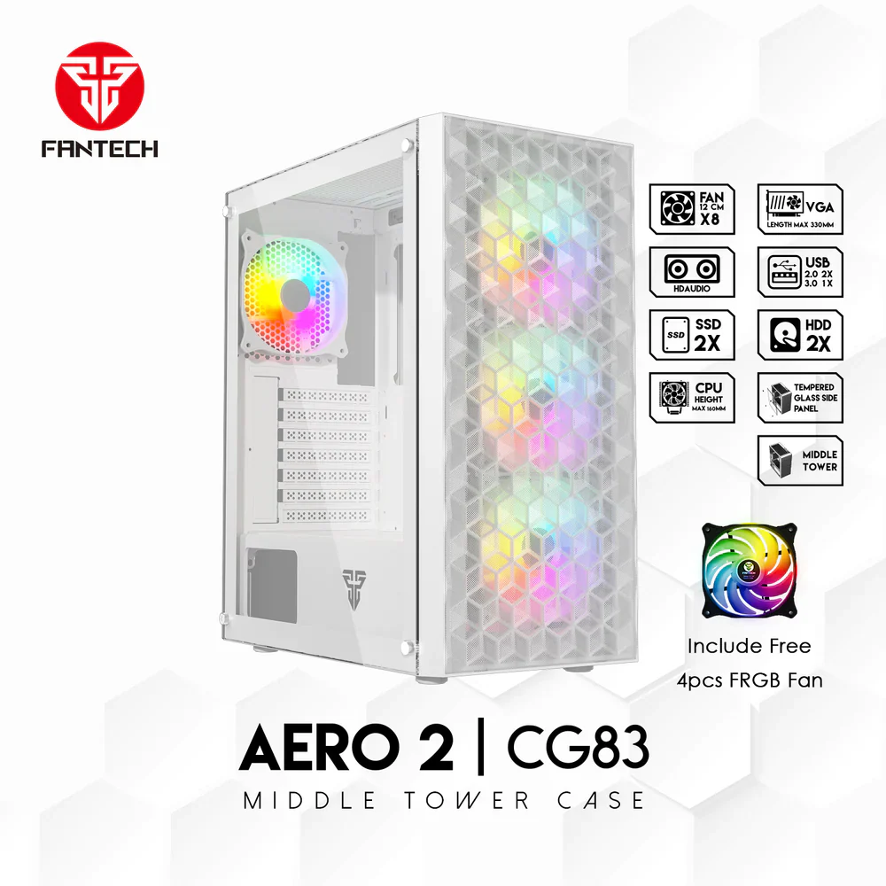 Fantech Aero 2 CG83 Middle Tower White Gaming Case - Image 3