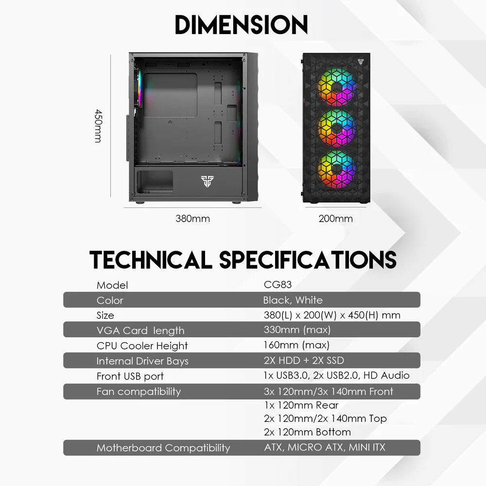 Fantech Aero 2 CG83 Middle Tower White Gaming Case - Image 4
