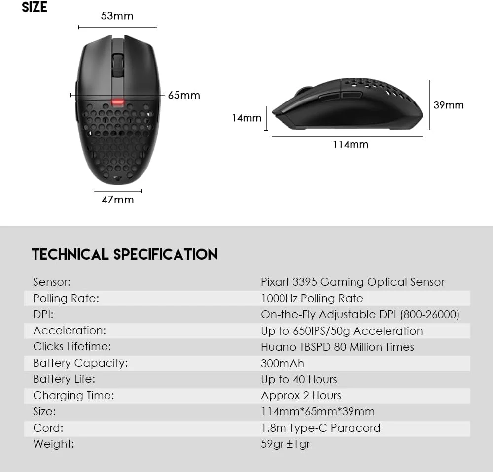 Fantech ARIA XD7E Wireless Gaming Mouse - Black - Image 5