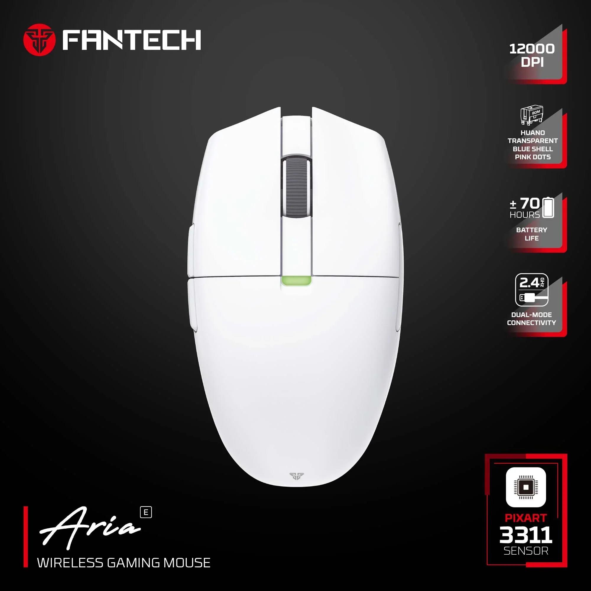 Fantech ARIA XD7E Wireless Gaming Mouse - White - Image 2