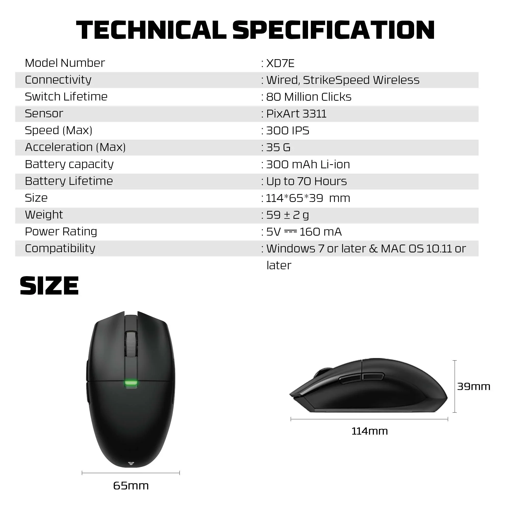 Fantech ARIA XD7E Wireless Gaming Mouse - White - Image 6