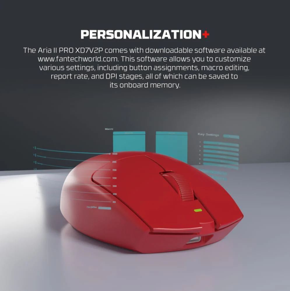 Fantech ARIA XD7V2 Wireless Gaming Mouse - Red - Image 5