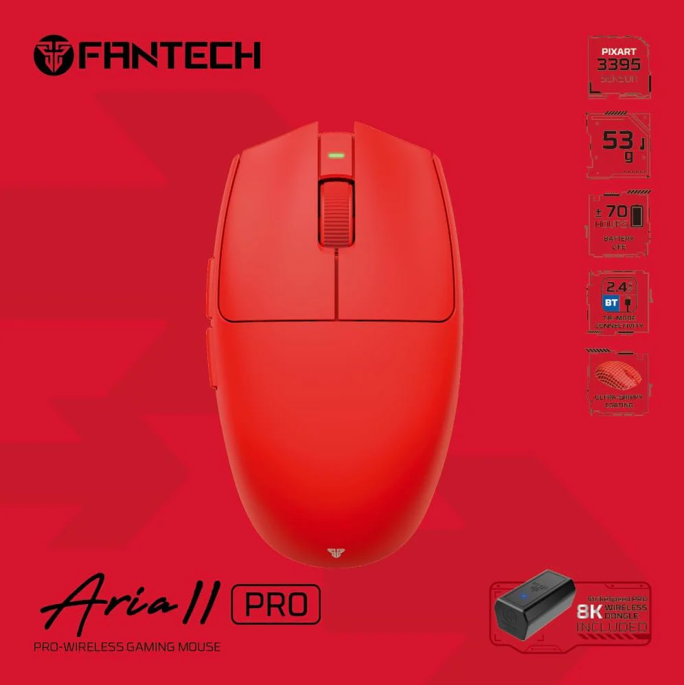 Fantech ARIA XD7V2 Wireless Gaming Mouse - Red - Image 7