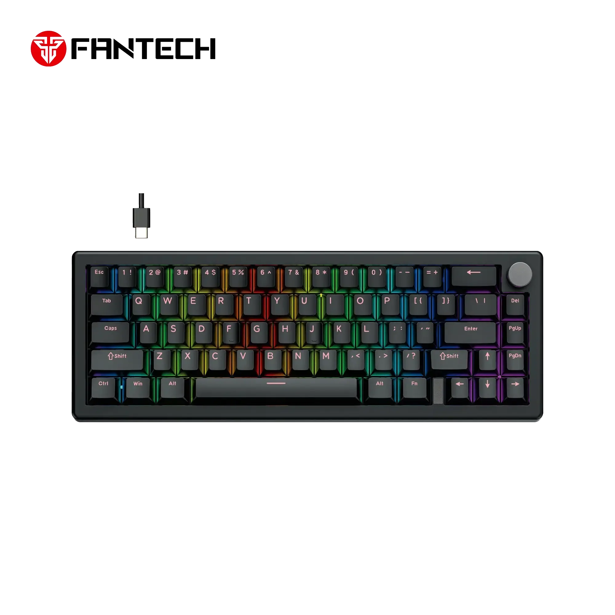 FANTECH ATOM X66 MK614 RETRO BK (OR) KEYBOARD -BLACK