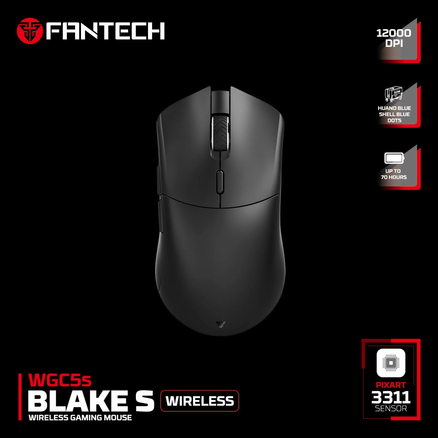 FANTECH BLAKE S WIRELESS WGC5S BLACK MOUSE - Image 3