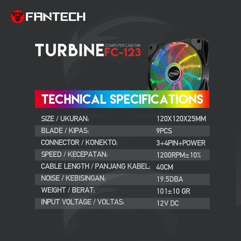 FANTECH FC-123 Turbine Computer Case Fan - Image 5