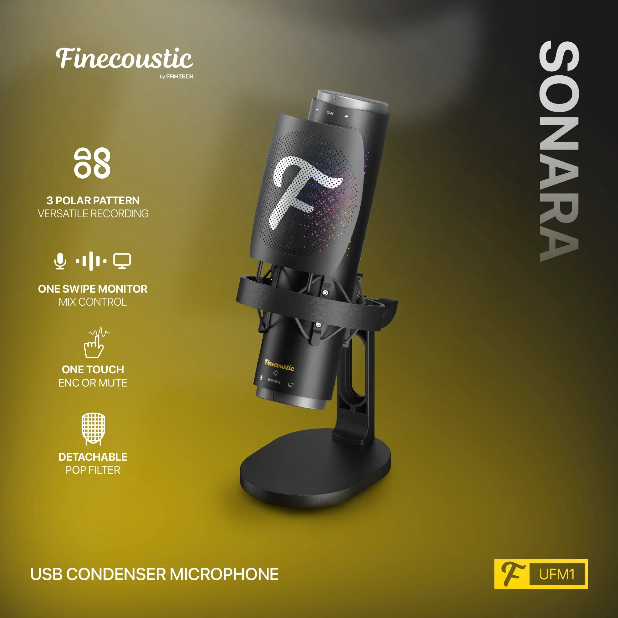 FANTECH FINECOUSTIC SONARA USB CONDENSER MICROPHONE - Image 4