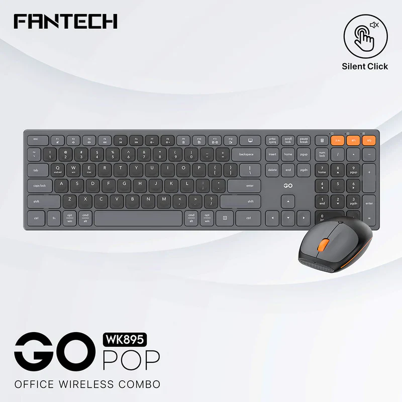 Fantech GO Pop WK895 Wireless Combo Kit Keyboard & Mouse - Black - Image 2