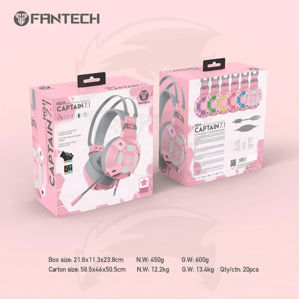 FANTECH HG11 SAKURA CAPTAIN 7.1 HEADSET PINK - Image 4