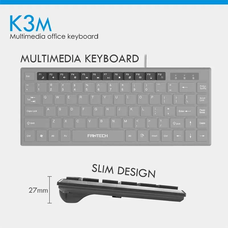 FANTECH K3M Multimedia Office Keyboard - Image 3