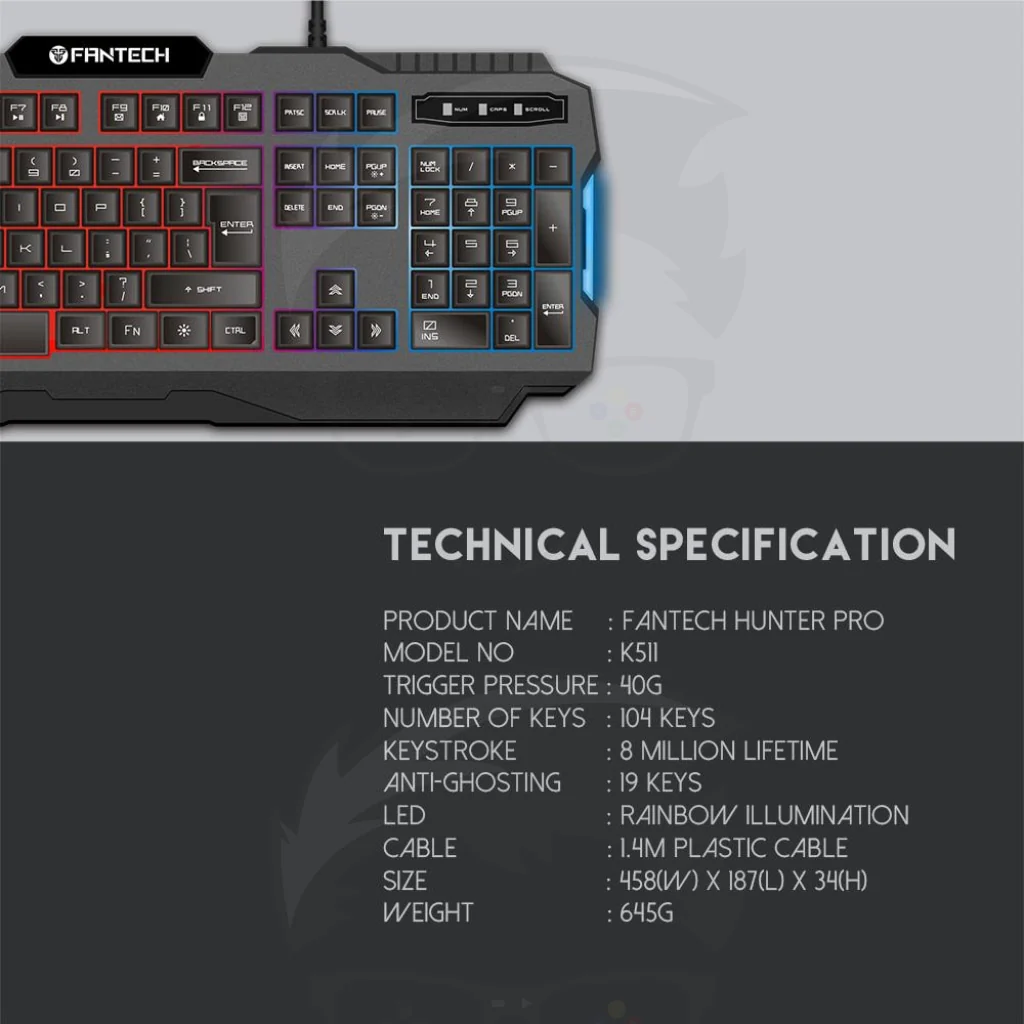 FANTECH K511 Hunter Pro Backlit Pro Gaming Keyboard - Image 7