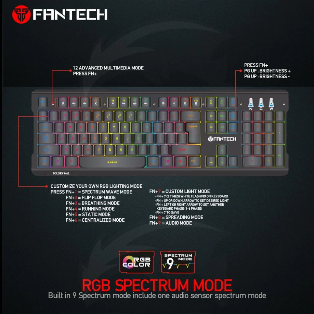 FANTECH K612 Soldier RGB Gaming Keyboard - Image 6