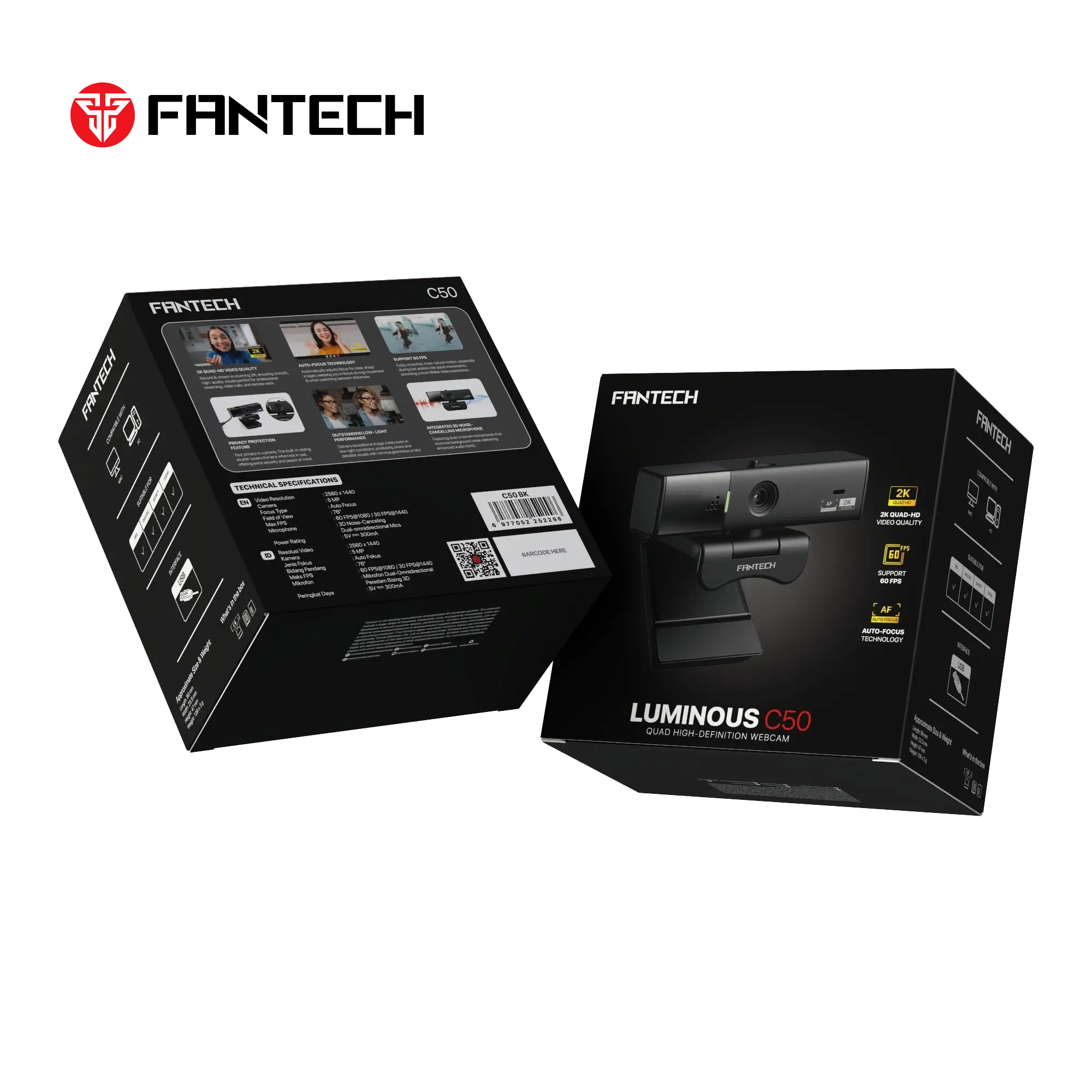 FANTECH LUMINOUS C50 QHD WEBCAM - Image 4