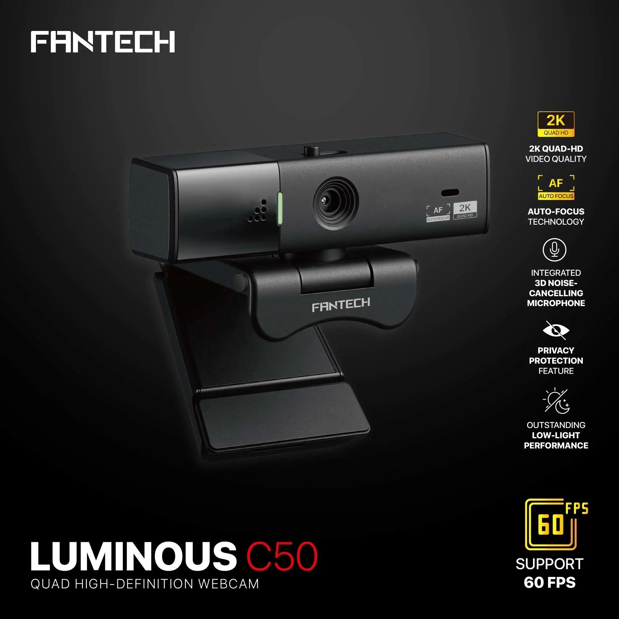 FANTECH LUMINOUS C50 QHD WEBCAM - Image 5