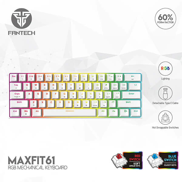 FANTECH MAXFIT61 MK857 SPACE WHITE MECHANICAL KEYBOARD
