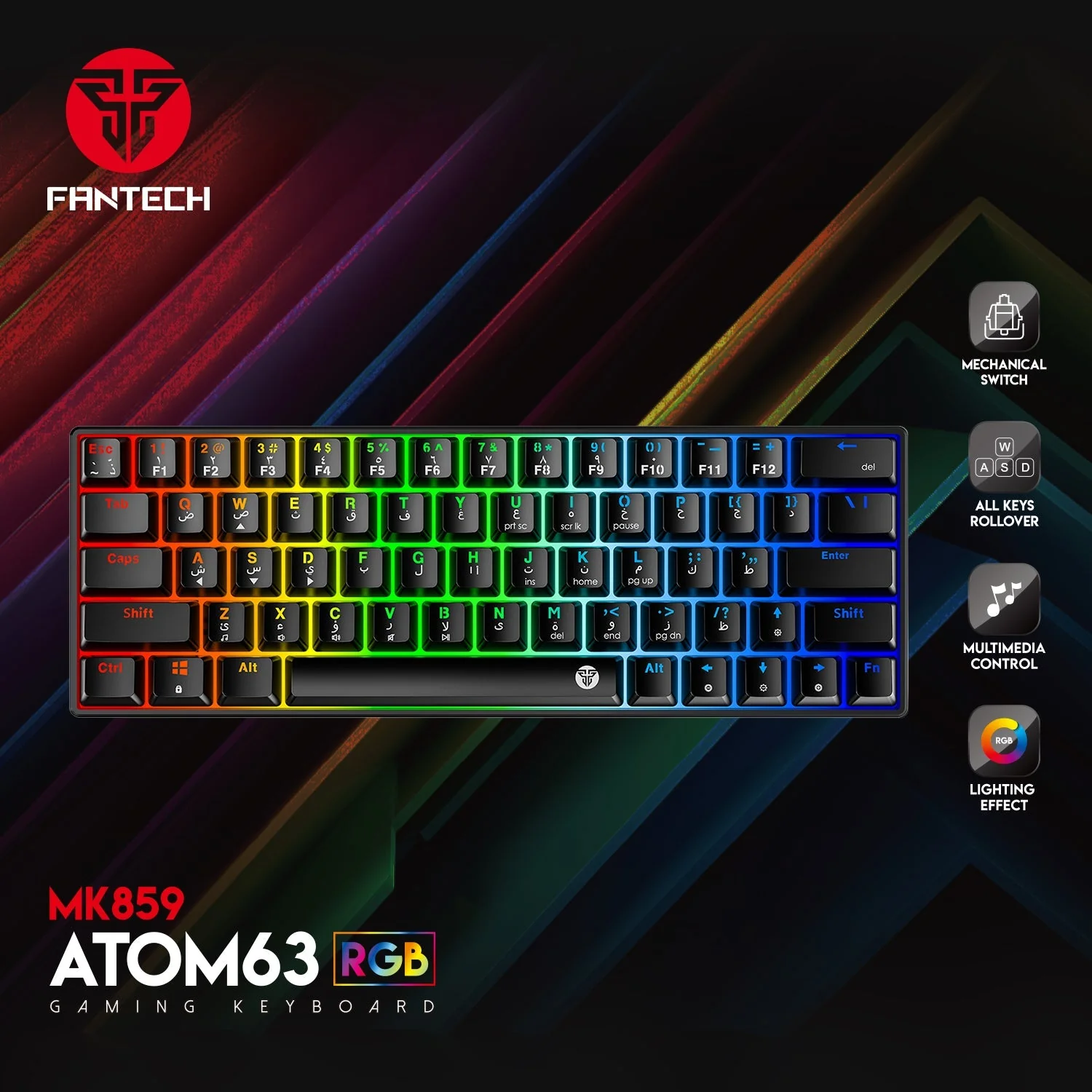 FANTECH MK859 ATOM63 RGB HERO GAMING KEYBOARD